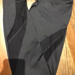 Black mesh full length leggings with pattern